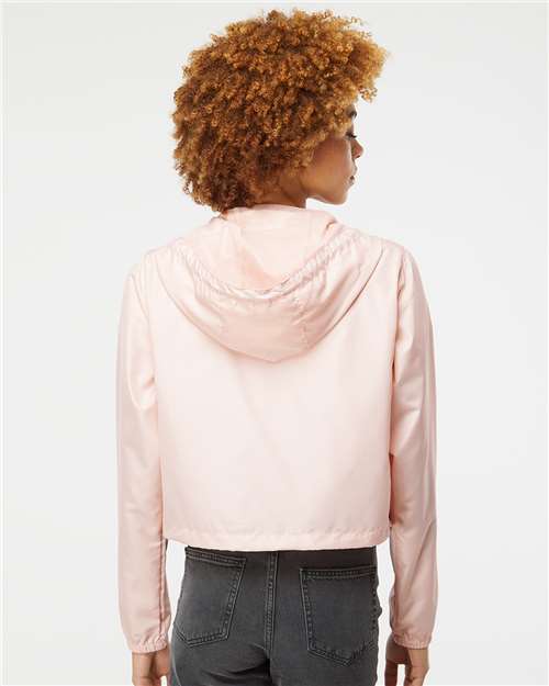 Independent Trading Co. EXP64CRP Women's Lightweight Quarter-Zip Pullover Crop Windbreaker - Back view