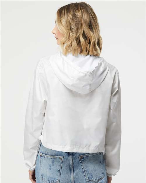 Independent Trading Co. EXP64CRP Women's Lightweight Quarter-Zip Pullover Crop Windbreaker - Back view