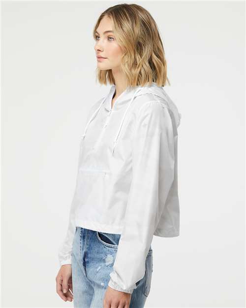 Independent Trading Co. EXP64CRP Women's Lightweight Quarter-Zip Pullover Crop Windbreaker - Side view