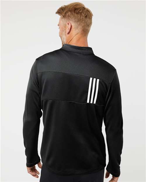 Adidas A482 Men's 3-Stripes Double-Knit Quarter-Zip Pullover - Back view