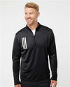Adidas A482 Men's 3-Stripes Double-Knit Quarter-Zip Pullover - Front view