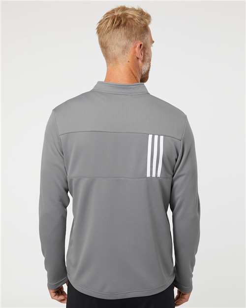 Adidas A482 Men's 3-Stripes Double-Knit Quarter-Zip Pullover - Back view