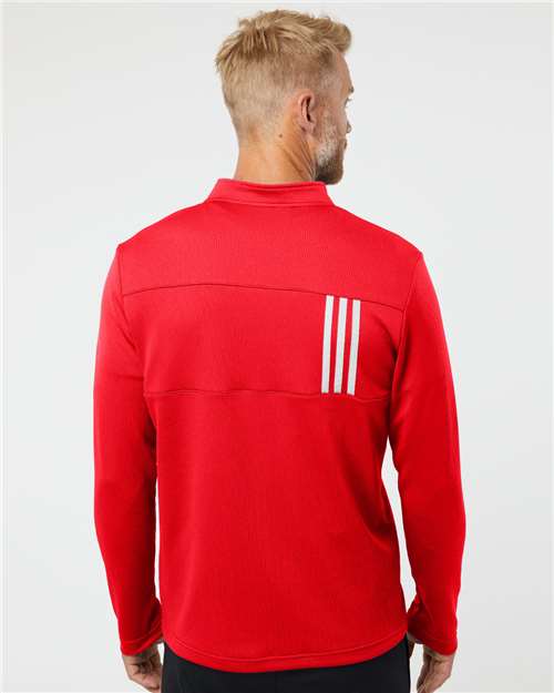 Adidas A482 Men's 3-Stripes Double-Knit Quarter-Zip Pullover - Back view