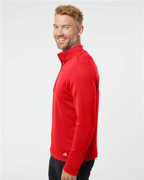 Adidas A482 Men's 3-Stripes Double-Knit Quarter-Zip Pullover - Side view