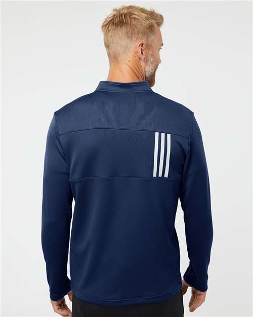 Adidas A482 Men's 3-Stripes Double-Knit Quarter-Zip Pullover - Back view