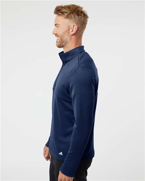Adidas A482 Men's 3-Stripes Double-Knit Quarter-Zip Pullover - Side view