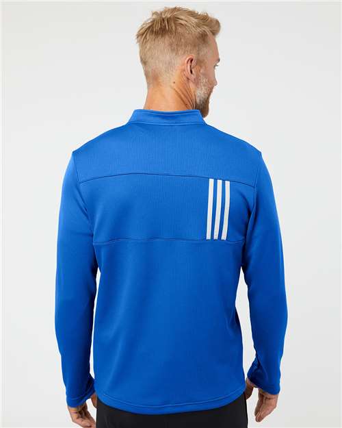 Adidas A482 Men's 3-Stripes Double-Knit Quarter-Zip Pullover - Back view