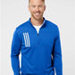Adidas A482 Men's 3-Stripes Double-Knit Quarter-Zip Pullover - Front view