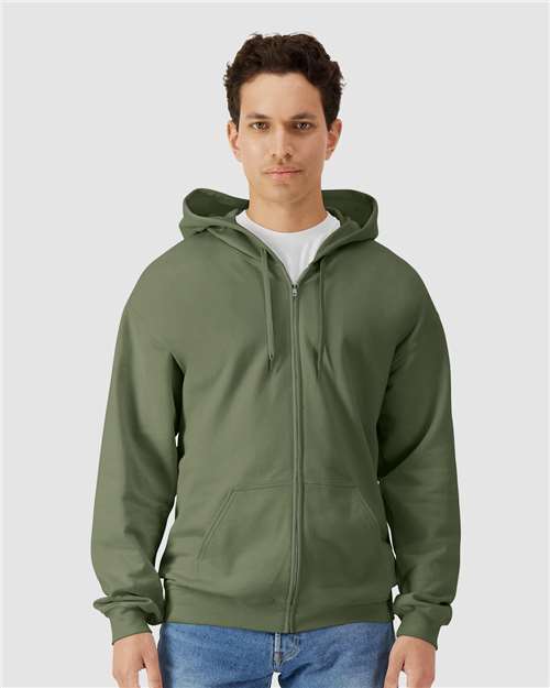 Gildan SF600 Unisex Softstyle? Midweight Full-Zip Hooded Sweatshirt - Front view