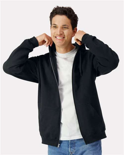 Gildan SF600 Unisex Softstyle? Midweight Full-Zip Hooded Sweatshirt - Front view