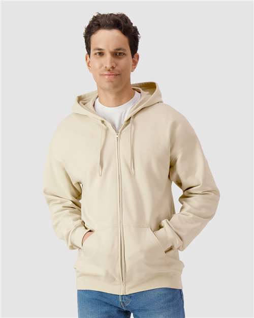 Gildan SF600 Unisex Softstyle? Midweight Full-Zip Hooded Sweatshirt - Front view