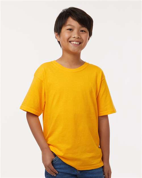 M&O 4850 Youth Gold Soft Touch T-Shirt - Front view