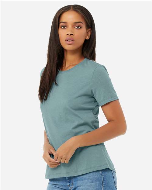 BELLA  CANVAS 6400CVC Women?s Relaxed Fit Heather CVC Tee - Side view