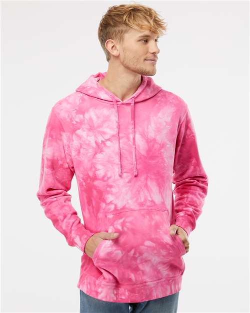 Independent Trading Co. PRM4500TD Unisex Midweight Tie-Dyed Hooded Sweatshirt - Front view