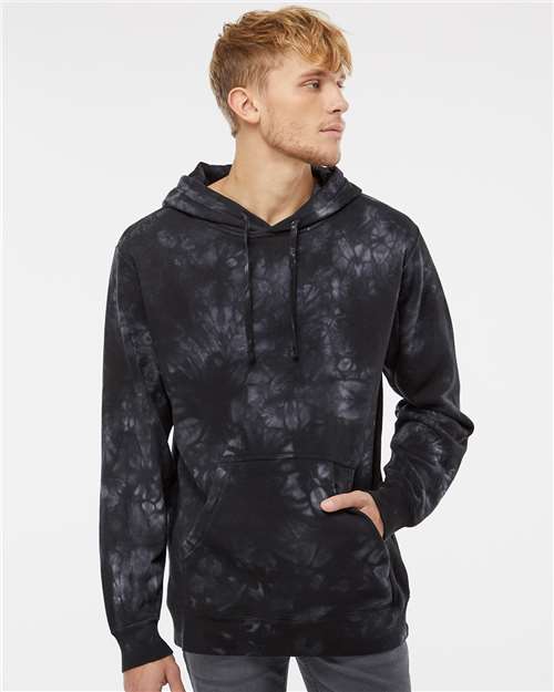 Independent Trading Co. PRM4500TD Unisex Midweight Tie-Dyed Hooded Sweatshirt - Front view