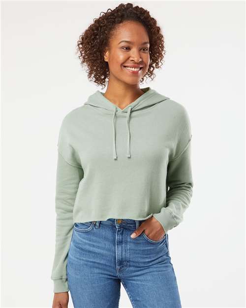 Independent Trading Co. AFX64CRP Women?s Lightweight Crop Hooded Sweatshirt - Front view