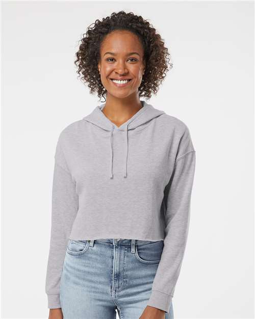 Independent Trading Co. AFX64CRP Women?s Lightweight Crop Hooded Sweatshirt - Front view