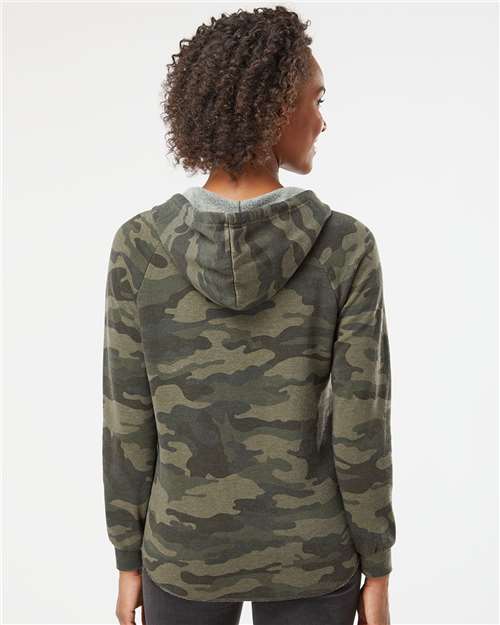 Independent Trading Co. PRM2500 Women?s Lightweight California Wave Wash Hooded Sweatshirt - Back view