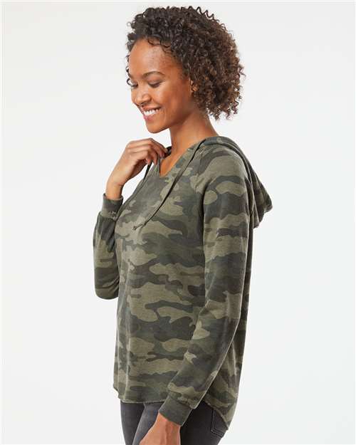 Independent Trading Co. PRM2500 Women?s Lightweight California Wave Wash Hooded Sweatshirt - Side view