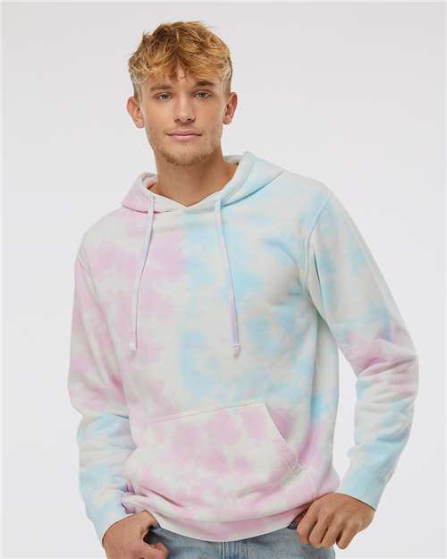 Independent Trading Co. PRM4500TD Unisex Midweight Tie-Dyed Hooded Sweatshirt - Front view