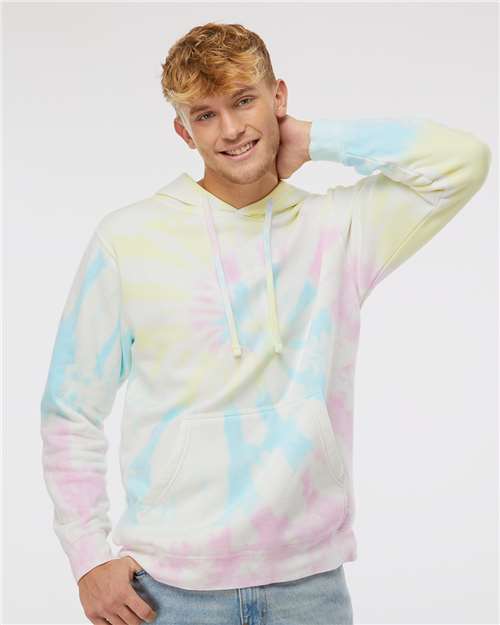 Independent Trading Co. PRM4500TD Unisex Midweight Tie-Dyed Hooded Sweatshirt - Front view