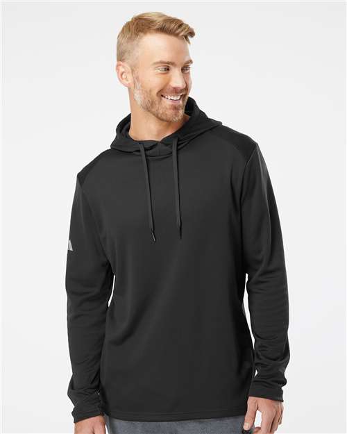 Adidas A530 Men's Textured Mixed Media Midweight Hooded Sweatshirt - Front view