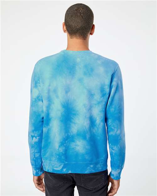 Independent Trading Co. PRM3500TD Unisex Midweight Tie-Dyed Crewneck Sweatshirt - Back view