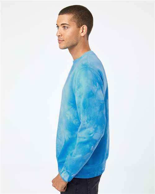 Independent Trading Co. PRM3500TD Unisex Midweight Tie-Dyed Crewneck Sweatshirt - Side view