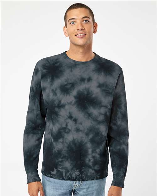Independent Trading Co. PRM3500TD Unisex Midweight Tie-Dyed Crewneck Sweatshirt - Front view