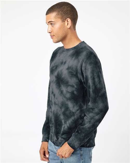 Independent Trading Co. PRM3500TD Unisex Midweight Tie-Dyed Crewneck Sweatshirt - Side view