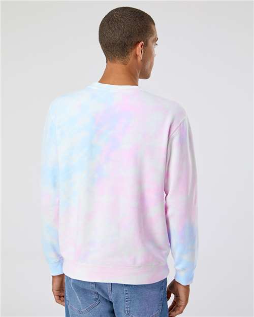 Independent Trading Co. PRM3500TD Unisex Midweight Tie-Dyed Crewneck Sweatshirt - Back view