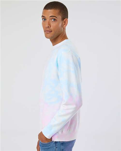 Independent Trading Co. PRM3500TD Unisex Midweight Tie-Dyed Crewneck Sweatshirt - Side view