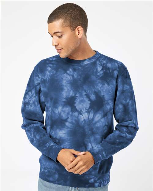 Independent Trading Co. PRM3500TD Unisex Midweight Tie-Dyed Crewneck Sweatshirt - Front view