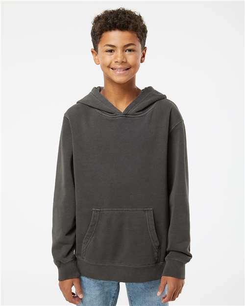 Independent Trading Co. PRM1500Y Youth Midweight Pigment-Dyed Hooded Sweatshirt - Front view
