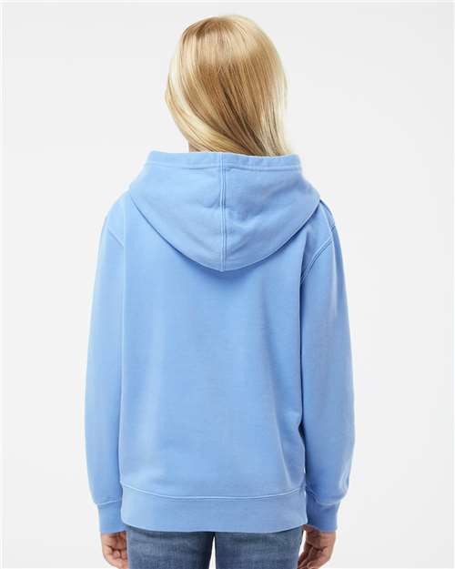 Independent Trading Co. PRM1500Y Youth Midweight Pigment-Dyed Hooded Sweatshirt - Back view