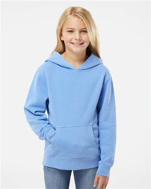 Independent Trading Co. PRM1500Y Youth Midweight Pigment-Dyed Hooded Sweatshirt - Front view