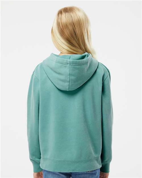 Independent Trading Co. PRM1500Y Youth Midweight Pigment-Dyed Hooded Sweatshirt - Back view