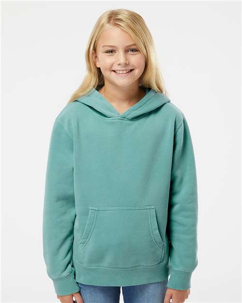 Independent Trading Co. PRM1500Y Youth Midweight Pigment-Dyed Hooded Sweatshirt - Front view