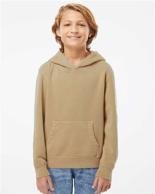 Independent Trading Co. PRM1500Y Youth Midweight Pigment-Dyed Hooded Sweatshirt - Front view