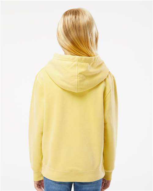 Independent Trading Co. PRM1500Y Youth Midweight Pigment-Dyed Hooded Sweatshirt - Back view