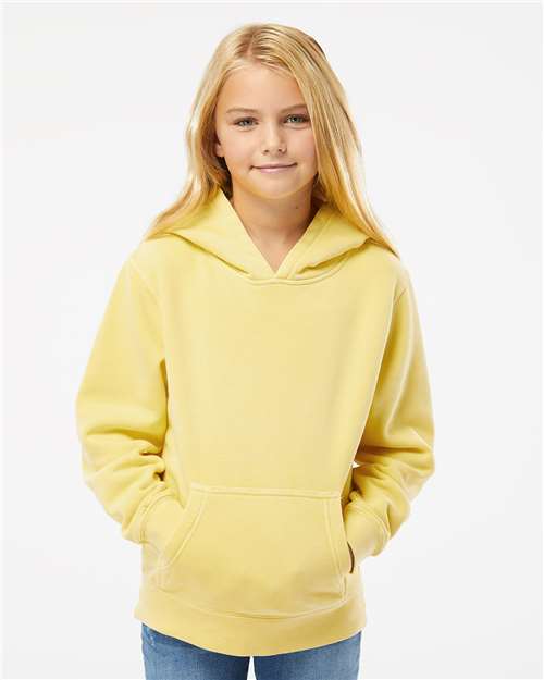 Independent Trading Co. PRM1500Y Youth Midweight Pigment-Dyed Hooded Sweatshirt - Front view