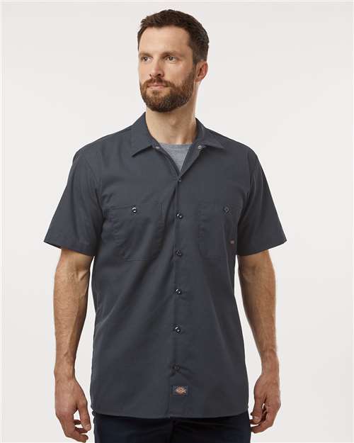 Dickies S535 Men's Industrial Short Sleeve Work Shirt - Front view