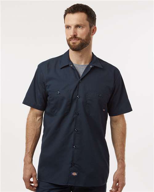 Dickies S535 Men's Industrial Short Sleeve Work Shirt - Front view