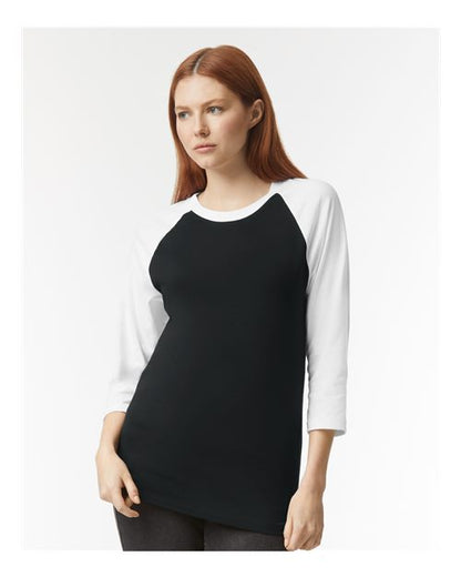 American Apparel 2003CVC Unisex CVC Raglan Tee - Front view