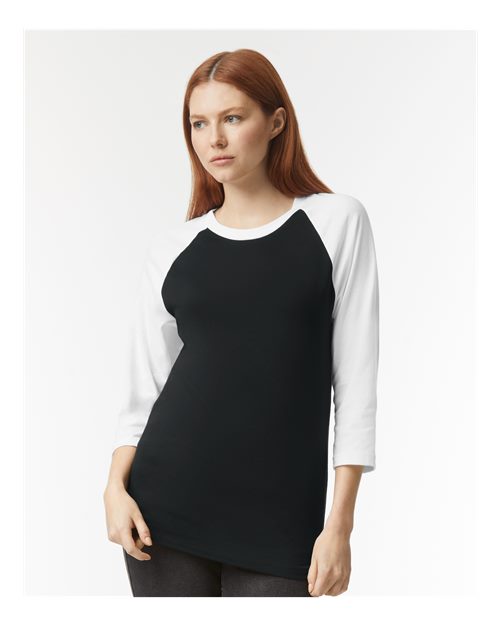 American Apparel 2003CVC Unisex CVC Raglan Tee - Front view