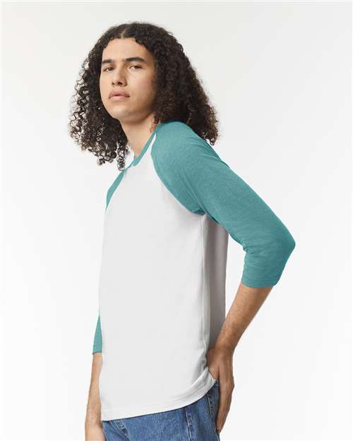 American Apparel 2003CVC Unisex CVC Raglan Tee - Side view