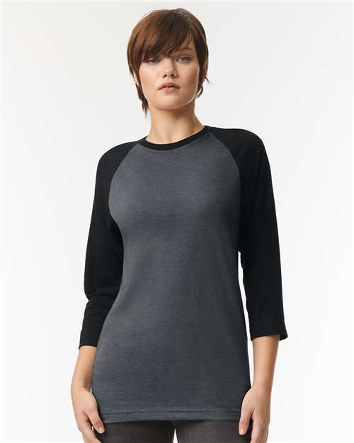 American Apparel 2003CVC Unisex CVC Raglan Tee - Front view
