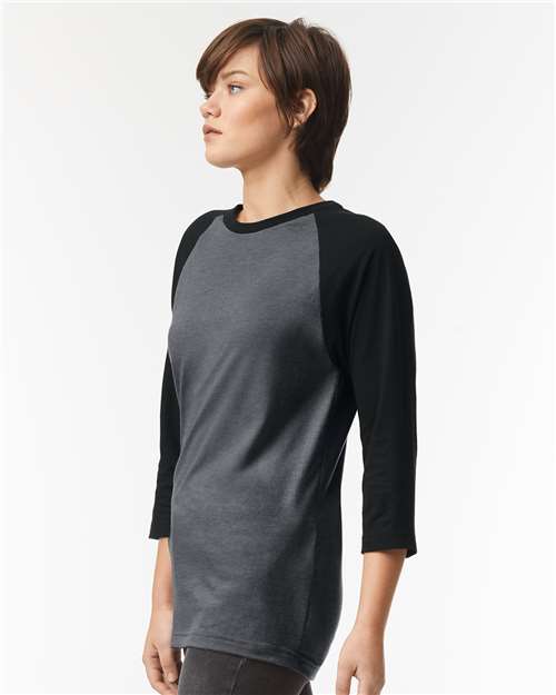 American Apparel 2003CVC Unisex CVC Raglan Tee - Side view