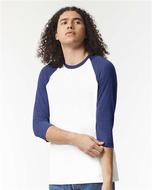 American Apparel 2003CVC Unisex CVC Raglan Tee - Front view