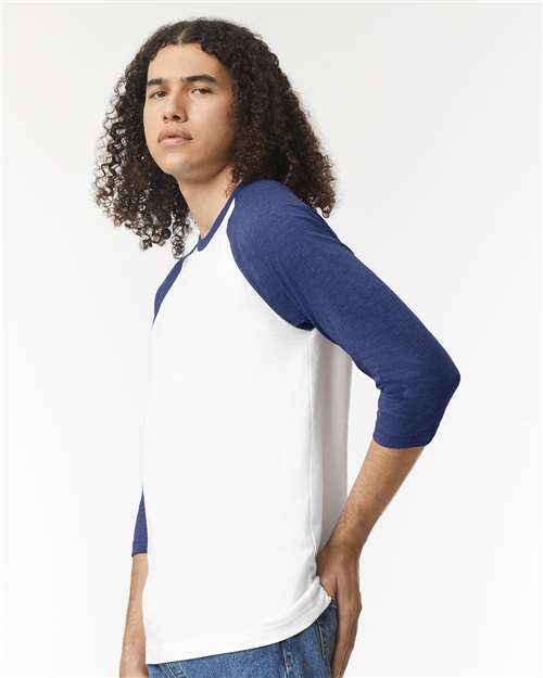 American Apparel 2003CVC Unisex CVC Raglan Tee - Side view